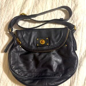 Marc By Marc Jacobs Black Leather Shoulder Bag with Gold Details